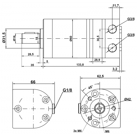 SILNIK HYDRAULICZNY BMM SMM MMS OMM DMM 40 cm3 PORTY BOCZNE